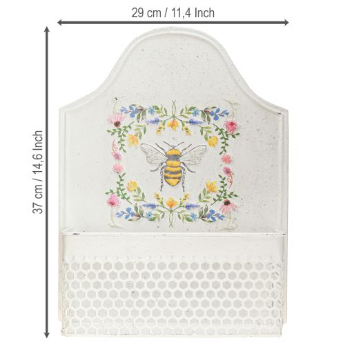 Floristik24 Jardinera colgante de metal con forma de abeja color crema L29cm