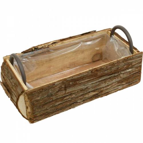 Floristik24 Caja de flores, caja de madera con corteza, maceta con asas 38cm