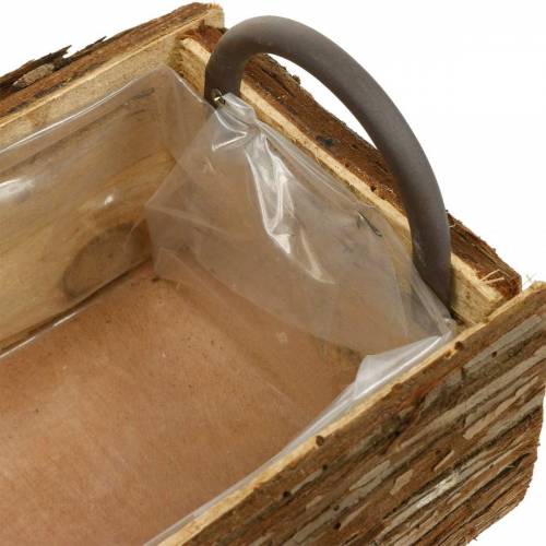 Floristik24 Caja de flores, caja de madera con corteza, maceta con asas 38cm