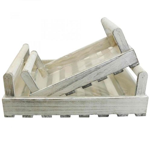 Floristik24 Jardinera Shabby Chic macetero madera blanco 38/31cm juego de 2