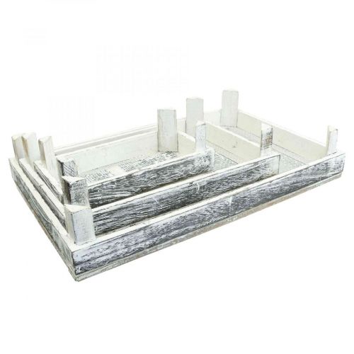 Artículo Juego de 3 bandejas decorativas de madera con arreglo shabby chic