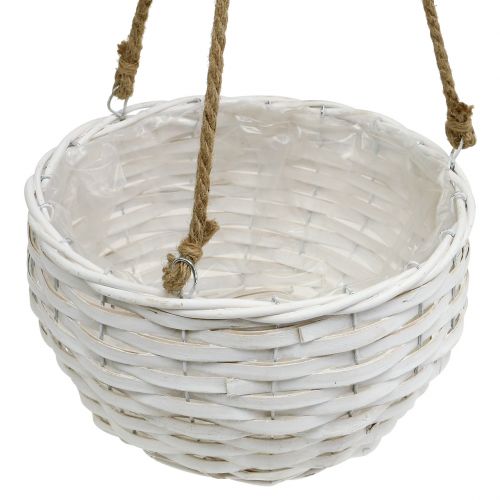 Floristik24 Cesta de flores para colgar blanco Ø23cm L68cm