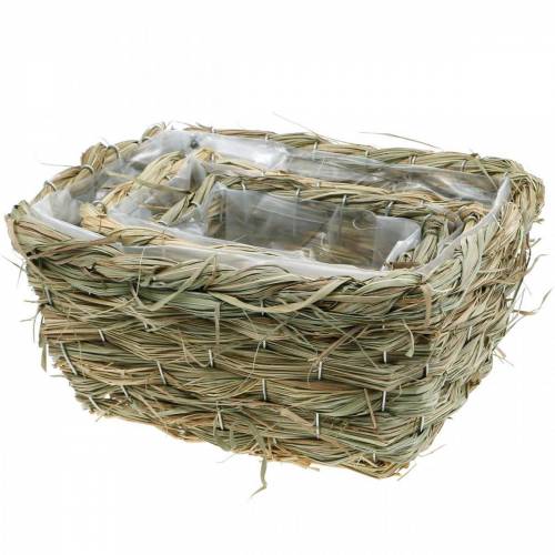 Artículo Cesta de flores, cesta decorativa hecha de heno, jardinera, cesta decorativa cuadrada, juego de 3
