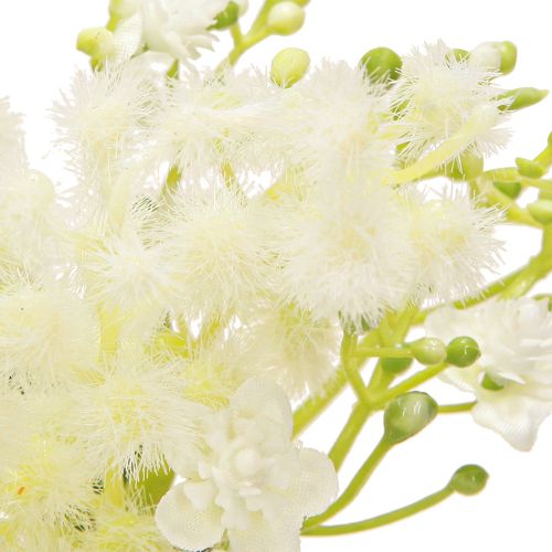Artículo Corona de flores mimosa artificial crema blanco verde Ø25cm