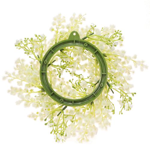 Artículo Corona de flores mimosa artificial crema blanco verde Ø25cm
