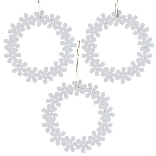 Floristik24 Guirnalda de flores de madera blanca Ø15cm 8pcs