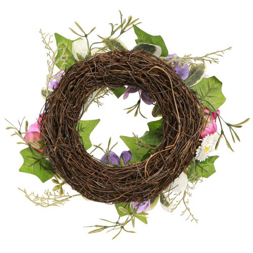 Artículo Corona de flores artificiales Anémonas Margaritas Morado Blanco Ø25cm