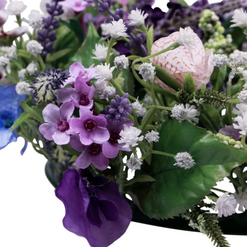 Artículo Corona de flores decoración de pared artificial flores violeta blanco Ø30cm H9cm