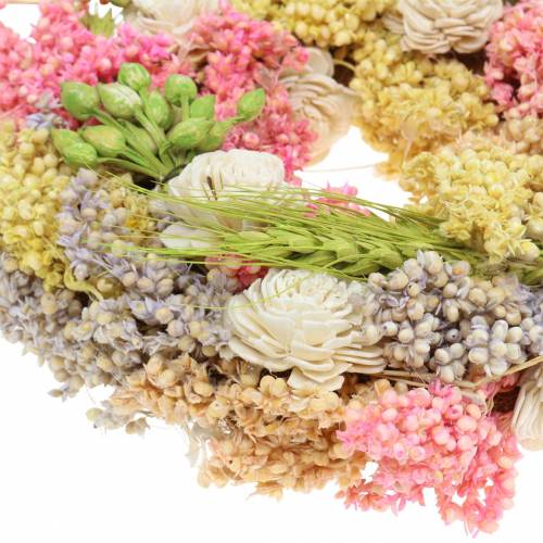 Floristik24 Guirnalda decorativa de hierba seca y flores artificiales de color Ø20cm.