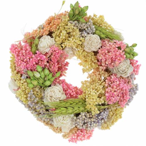Floristik24 Guirnalda decorativa de hierba seca y flores artificiales de color Ø20cm.