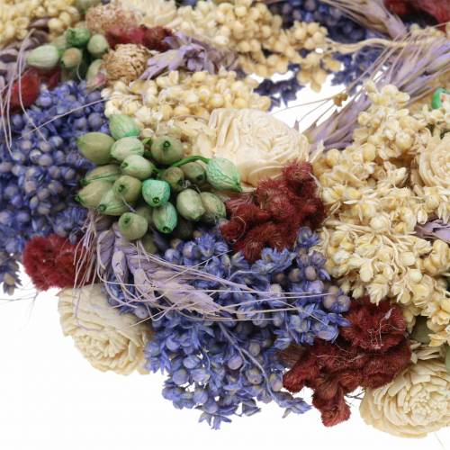 Floristik24 Corona decorativa de hierba seca y flores artificiales lila Ø20cm