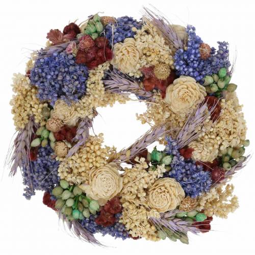 Floristik24 Corona decorativa de hierba seca y flores artificiales lila Ø20cm