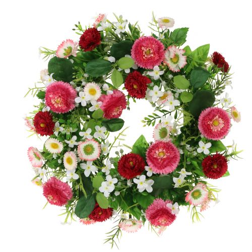 Corona de flores con Bellis Rosa-Blanco Ø30cm