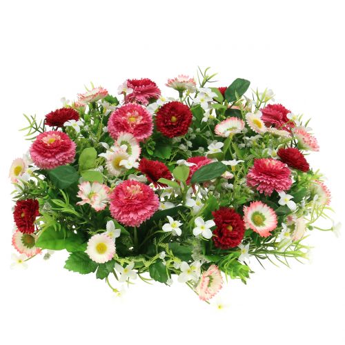 Floristik24 Corona de flores con Bellis Rosa-Blanco Ø30cm