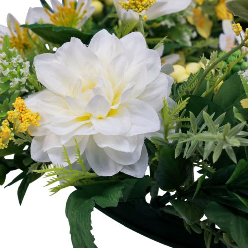 Artículo Corona de puerta decoración de pared flores dalias banking blanco Ø35cm