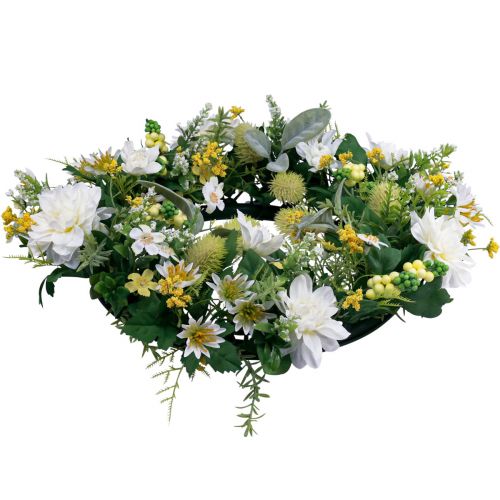 Floristik24 Corona de puerta decoración de pared flores dalias banking blanco Ø35cm