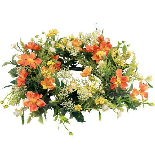 Artículo Corona de flores artificiales anémonas naranja Ø30cm H9cm