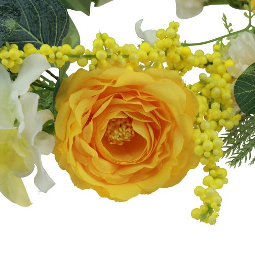 Artículo Corona de flores artificiales Corona de flores artificiales amarillo blanco 42cm