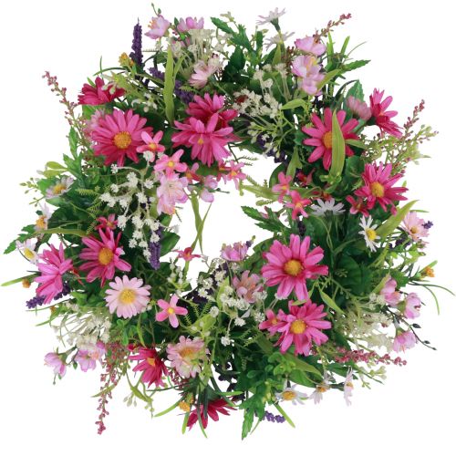 Floristik24 Corona de flores corona de puerta artificial rosa violeta Ø30cm H10cm