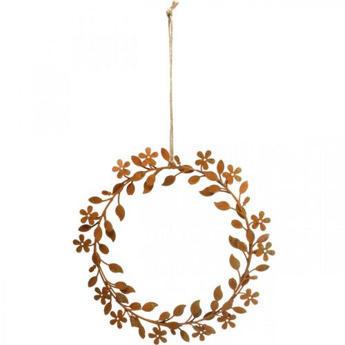 Floristik24 Corona de flores decoración de metal corona aspecto óxido decoración de primavera Ø20cm 3 piezas