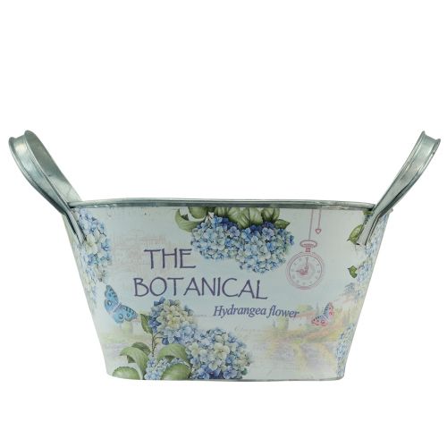 Artículo Cuenco para flores con asas hortensias metal 26×13×14,5cm
