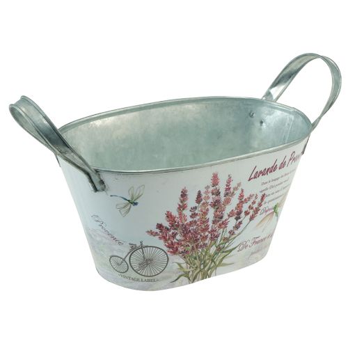 Floristik24 Florero con asas ovalado metal lavanda 32×15×15cm