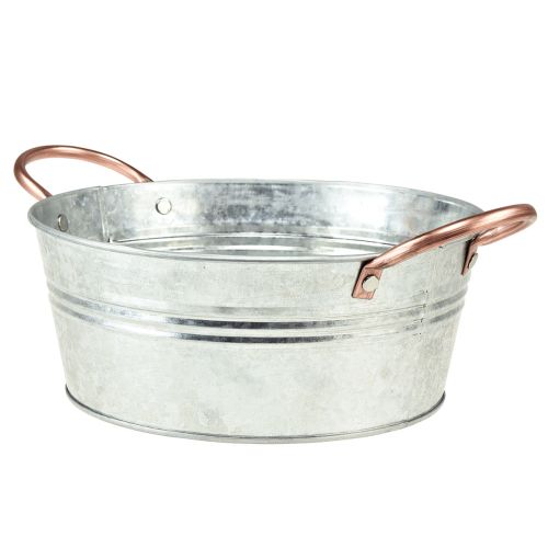 Floristik24 Cuenco de flores redondo con asas cuenco de metal Ø24cm H10cm