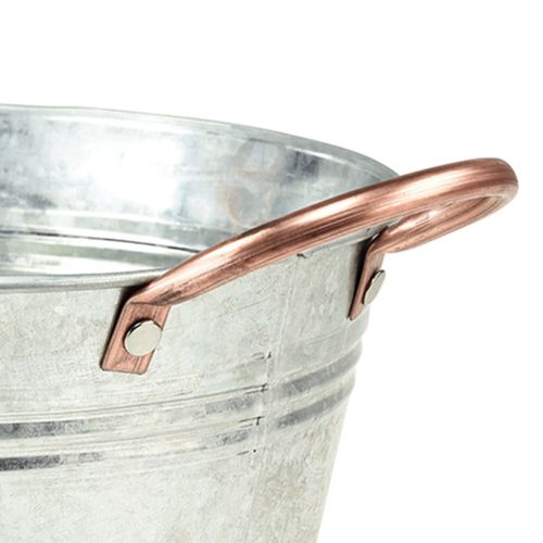 Floristik24 Cuenco de flores redondo con asas cuenco de metal Ø24cm H10cm