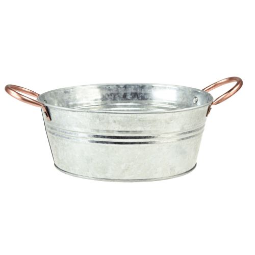 Floristik24 Cuenco de flores redondo con asas cuenco de metal Ø24cm H10cm