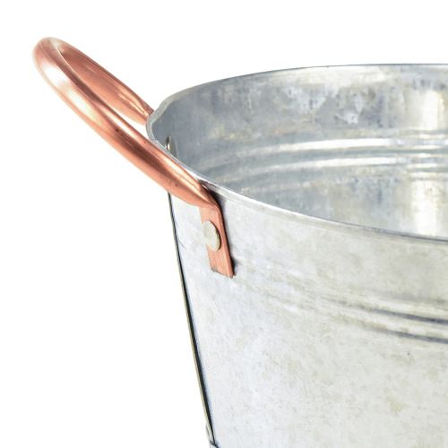 Artículo Cuenco para flores redondo con asas cuenco de metal Ø21cm H9,5cm