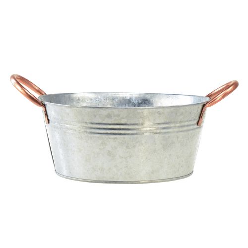 Artículo Cuenco para flores redondo con asas cuenco de metal Ø21cm H9,5cm