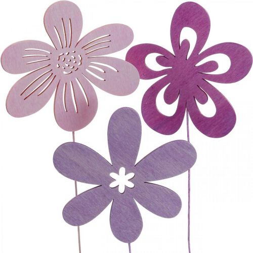 Floristik24 Estaca para jardín Flower Estaca para flores Violeta/Morado/Rosa Ø9.5cm 15pcs