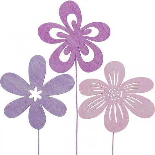 Floristik24 Estaca para jardín Flower Estaca para flores Violeta/Morado/Rosa Ø9.5cm 15pcs