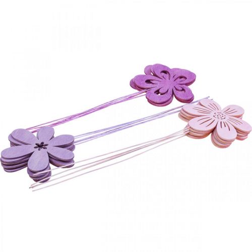 Floristik24 Estaca para jardín Flower Estaca para flores Violeta/Morado/Rosa Ø9.5cm 15pcs