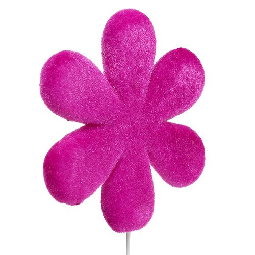 Artículo Palillo de flores de colores flocado Ø8,5cm 8 uds.