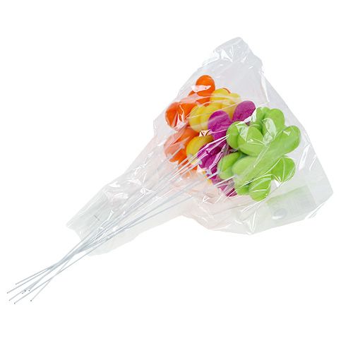 Artículo Palillo de flores de colores flocado Ø8,5cm 8 uds.