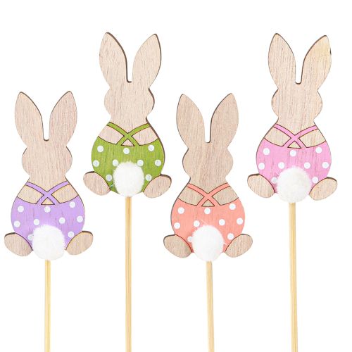 Floristik24 Conejito de Pascua de madera con forma de flor, 6 cm, 12 unidades