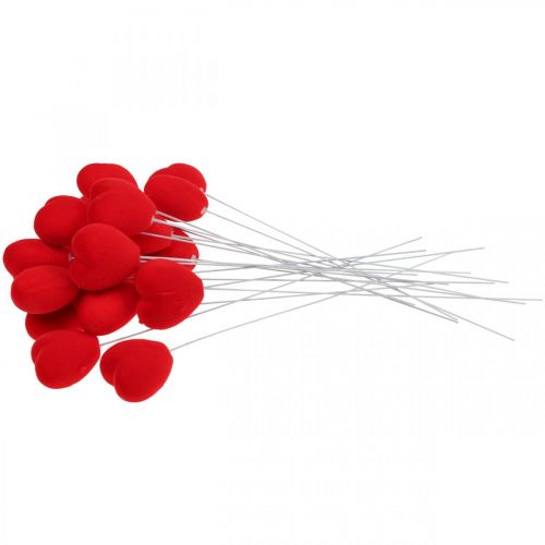 Artículo Tapón de flores corazón decorativo tapón de corazón rojo 6x6cm H26cm 18 piezas