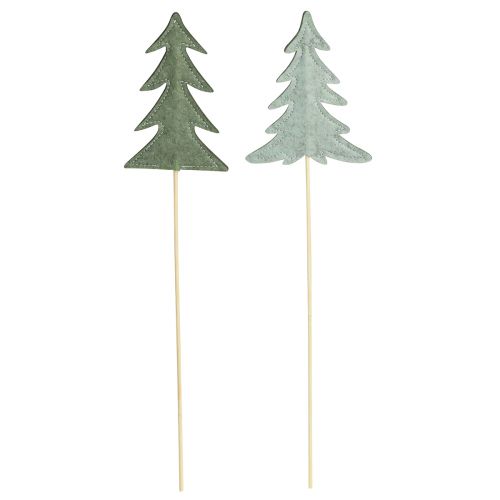 Artículo Tapón de flores decoración de fieltro árbol de Navidad verde 11x3,5cm 6 piezas