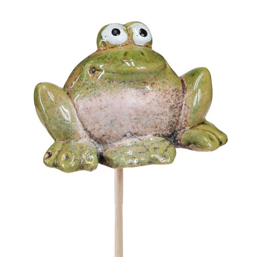Tapón floral rana cerámica verde marrón 6x4x4,5cm 4 piezas