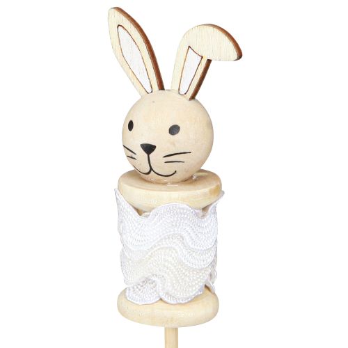 Artículo Flor Palo Conejo Madera Natural, Marrón, Blanco L32cm 8 uds