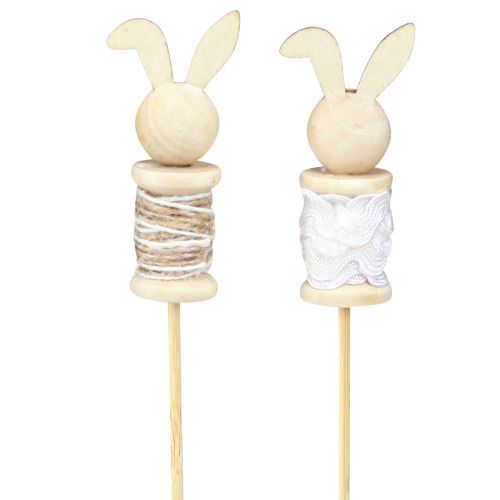 Artículo Flor Palo Conejo Madera Natural, Marrón, Blanco L32cm 8 uds