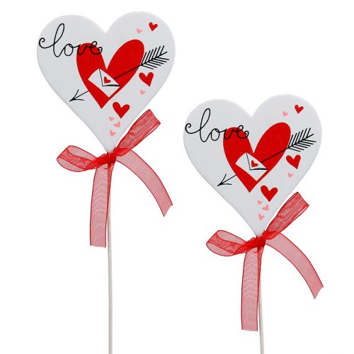 Artículo Plug flor corazón blanco con lazo 7cm 12uds
