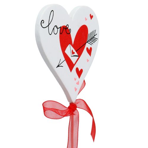 Artículo Plug flor corazón blanco con lazo 7cm 12uds