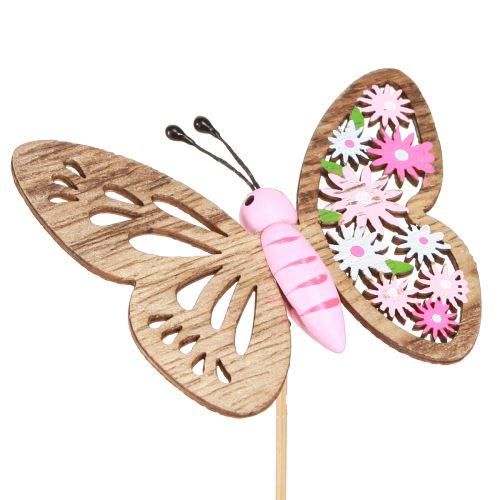 Floristik24 Taco de flor madera mariposa 4 colores 8x6cm 16uds