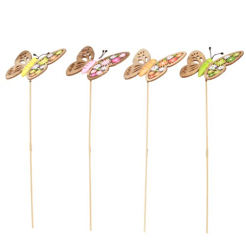 Floristik24 Taco de flor madera mariposa 4 colores 8x6cm 16uds