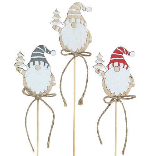 Floristik24 Tapones florales madera gnomos navideños 5x8cm 12uds
