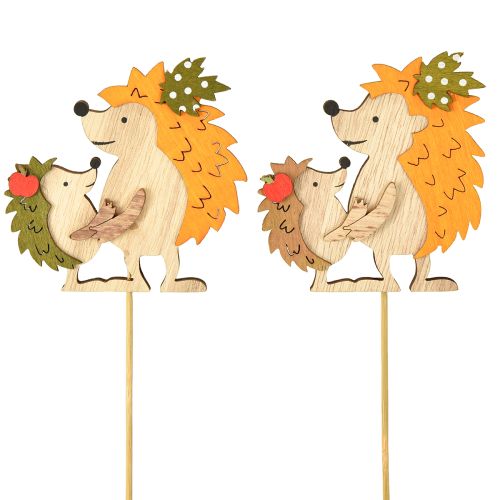Tapón de flores erizo con niño decoración otoño madera 8,5cm 8 piezas
