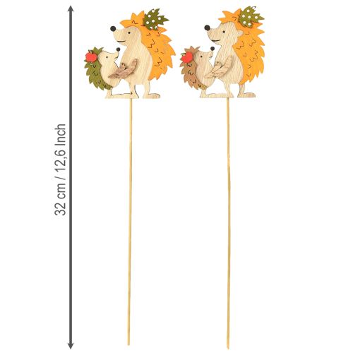 Artículo Tapón de flores erizo con niño decoración otoño madera 8,5cm 8 piezas