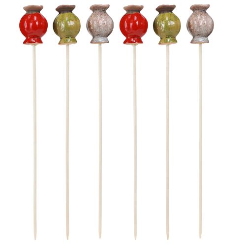 Artículo Tapón de flores decoración amapola de cerámica 3 colores Ø3,5cm 6 piezas